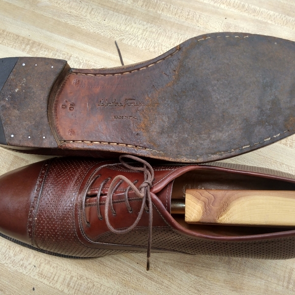 Salvatore Ferragamo Brown Men Dress Laceup Captor Shoes Size 10 (143)